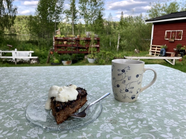 Selbst gemachter Kuchen und Kaffee